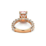 14K Gold Lab Grown Radiant Pink Diamond U Prong and Under Halo Engagement Ring