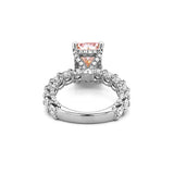 14K Gold Lab Grown Radiant Pink Diamond U Prong and Under Halo Engagement Ring