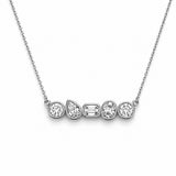 14K Gold Lab Grown Multi Shape Diamond Bezel Pendant Necklace
