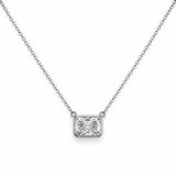 14K Gold Lab Grown Radiant Diamond Bezel Pendant Necklace