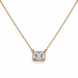 14K Gold Lab Grown Radiant Diamond Bezel Pendant Necklace