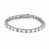 14K Gold East West Lab Grown Emerald and Oval Cut Diamond Tennis Bracelet