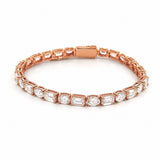14K Gold East West Lab Grown Emerald and Oval Cut Diamond Tennis Bracelet