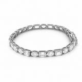 14K Gold East West Lab Grown Emerald and Oval Cut Diamond Tennis Bracelet