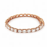 14K Gold East West Lab Grown Emerald and Oval Cut Diamond Tennis Bracelet
