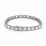 14K Gold East West Lab Grown Emerald and Oval Cut Diamond Tennis Bracelet