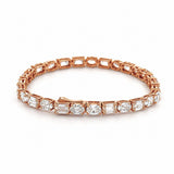14K Gold East West Lab Grown Emerald and Oval Cut Diamond Tennis Bracelet