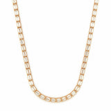 14K Gold East West Large Lab Grown Emerald Cut Diamond Tennis Necklace