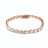 14K Gold East West 4MM Lab Grown Pear Cut Diamond Tennis Bracelet