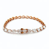 14K Gold East West 4MM Lab Grown Pear Cut Diamond Tennis Bracelet