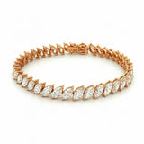 14K Gold Slant Lab Grown Marquise Cut Diamond Tennis Bracelet