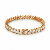 14K Gold Slant Lab Grown Marquise Cut Diamond Tennis Bracelet