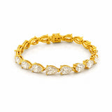 14K Gold Large Lab Grown Pear Cut Diamond Tennis Bracelet