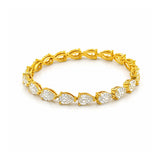 14K Gold Large Lab Grown Pear Cut Diamond Tennis Bracelet