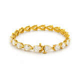 14K Gold Large Lab Grown Pear Cut Diamond Tennis Bracelet