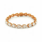 14K Gold Large Lab Grown Pear Cut Diamond Tennis Bracelet