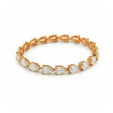14K Gold Large Lab Grown Pear Cut Diamond Tennis Bracelet