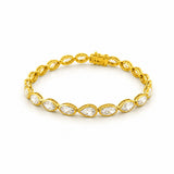 14K Gold Lab Grown Cut Marquise Pear Oval Diamond Bezel Bracelet