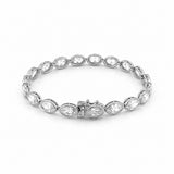 14K Gold Lab Grown Cut Marquise Pear Oval Diamond Bezel Bracelet