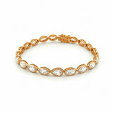 14K Gold Lab Grown Cut Marquise Pear Oval Diamond Bezel Bracelet