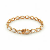 14K Gold Lab Grown Cut Marquise Pear Oval Diamond Bezel Bracelet