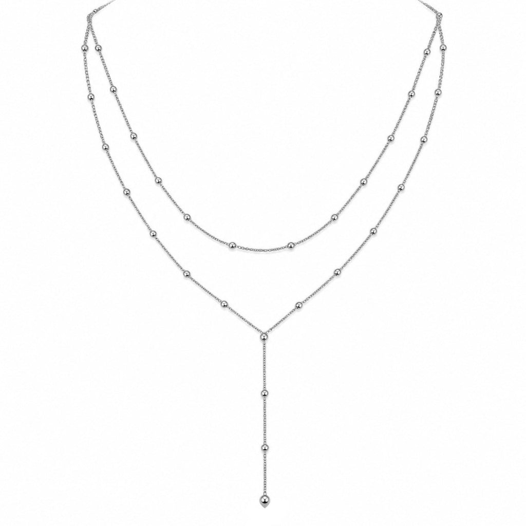 14K Gold Double Layered Spaced Bead Necklace