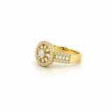 14K Gold Diamond Wheel Three Row Band