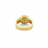 14K Gold Diamond Wheel Three Row Band