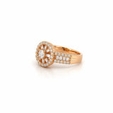 14K Gold Diamond Wheel Three Row Band