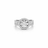 14K Gold Diamond Wheel Three Row Band