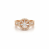 14K Gold Diamond Wheel Three Row Band