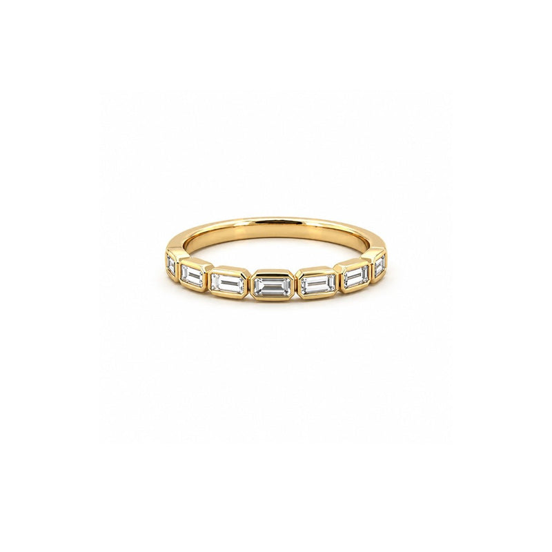 14K Gold Sideways Baguette Bezel Diamond Fashion Band