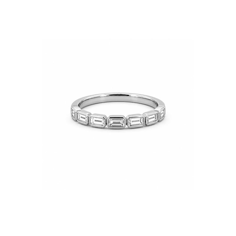 14K Gold Sideways Baguette Bezel Diamond Fashion Band