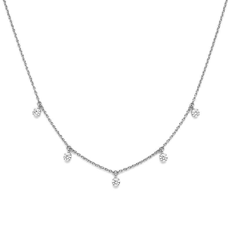 14K Gold Spaced Dangling Diamond Necklace