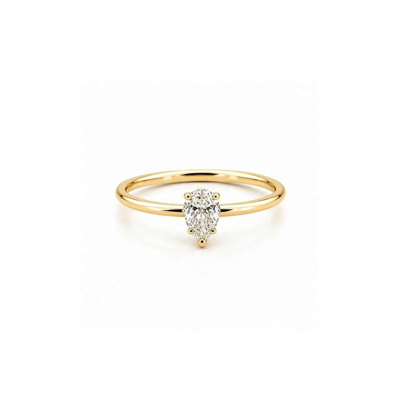 14K Gold 0.40 Carat Pear Cut Diamond Solitaire Band