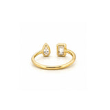14K Gold Open Emerald and Pear Bezel Diamond Enamel Band