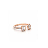 14K Gold Open Emerald and Pear Bezel Diamond Enamel Band