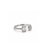 14K Gold Open Emerald and Pear Bezel Diamond Enamel Band