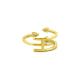 14K Gold Three Row Open Pear Diamond Staggered Band