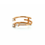 14K Gold Three Row Open Pear Diamond Staggered Band