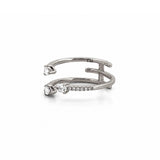 14K Gold Three Row Open Pear Diamond Staggered Band