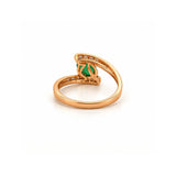 14K Gold Open Pear Shape Emerald Diamond Band