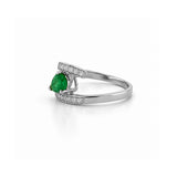 14K Gold Open Pear Shape Emerald Diamond Band