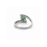 14K Gold Open Pear Shape Emerald Diamond Band