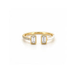 14K Gold Open Emerald Bezel Diamond Enamel Band