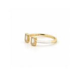 14K Gold Open Emerald Bezel Diamond Enamel Band
