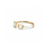 14K Gold Open Alternating Emerald Bezel Diamond Enamel Band