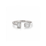 14K Gold Open Alternating Emerald Bezel Diamond Enamel Band