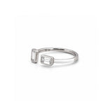14K Gold Open Alternating Emerald Bezel Diamond Enamel Band