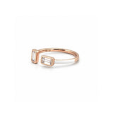 14K Gold Open Alternating Emerald Bezel Diamond Enamel Band
